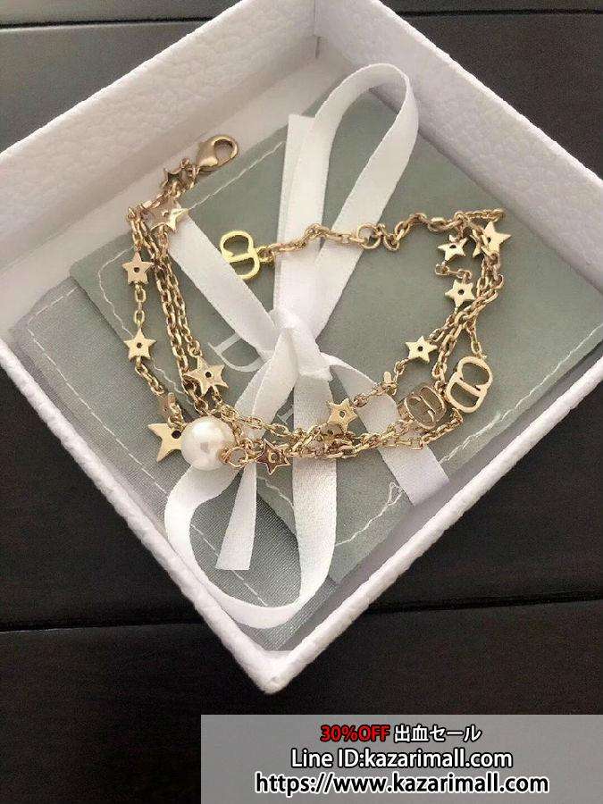 Dior ブレスレット ディオール CDロゴ 星 手飾り 英字 パール 真珠 